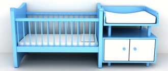 crib in white-blue color with chest of drawers