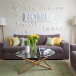 Lettering on the wall of the living room in a modern style