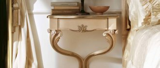 Hanging bedside table in classic style