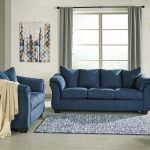 Blue sofa in the living room interior