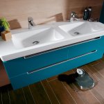 Bathroom cabinet with two sinks