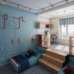 Выдвижные кровати в подиуме детской комнаты